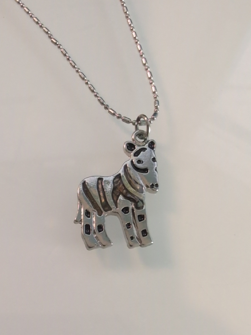 Silver Zebra Pendant Necklace - Animal Charm
